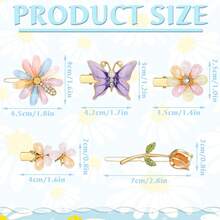 5 件女孩装饰发夹水钻发夹蝴蝶花发夹手工金属发夹闪光水晶发夹珠宝配饰婚礼 - 彩色 - 查看 2