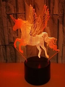 3d卡通獨角獸夜燈/usb觸控色彩變換和3aaa電池雙動力桌上夜燈 - 黑色 - 查看 1