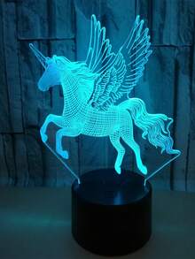 3d卡通獨角獸夜燈/usb觸控色彩變換和3aaa電池雙動力桌上夜燈 - 黑色 - 查看 3