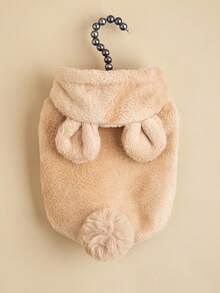 柔軟絨毛寵物衣服,配有可拆卸的小熊耳朵和尾巴裝飾,手感優良的寵物睡衣 - 卡其色 - 查看 4