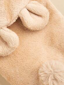 柔軟絨毛寵物衣服,配有可拆卸的小熊耳朵和尾巴裝飾,手感優良的寵物睡衣 - 卡其色 - 查看 5