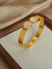 1只18k鍍金不鏽鋼可調開口羅馬數字手鍊 - 手鐲 - 查看 11