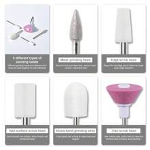 LIMEGIRL 5 合 1 迷你电动指甲钻套装修甲修脚打磨抛光美甲打磨锉笔工具机、美甲用品、美甲工具、美甲工具、返校、指甲、按压指甲的美甲工具 - 白色 - 查看 3