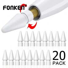 FONKEN 20Pcs Replacement Tips Compatible With Apple Pencil 1st 2nd Generation IPencil Smooth Spare Nibs Compatible With Ipad Pro Pencil 1/2 Stylus Fine Nib - White - View 2