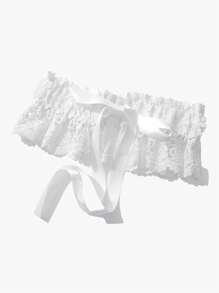 1個可調節的女式水溶花邊和緞帶腰帶,適合正式場合如日常穿著、宴會和婚禮 - 白色 - 查看 1