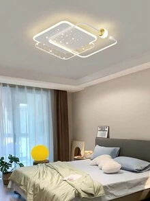 Scandinavian Square Ceiling Light, Gold/White/Black, Remote Control Dimmer, Suitable For Living Room, Bedroom Home Decoration - L50CM - View 5