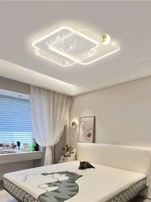 Scandinavian Square Ceiling Light, Gold/White/Black, Remote Control Dimmer, Suitable For Living Room, Bedroom Home Decoration - L50CM - View 6