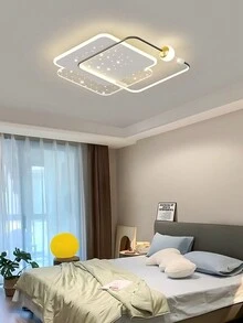Scandinavian Square Ceiling Light, Gold/White/Black, Remote Control Dimmer, Suitable For Living Room, Bedroom Home Decoration - L50CM - View 4