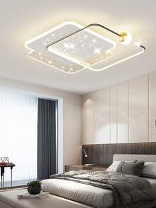 Scandinavian Square Ceiling Light, Gold/White/Black, Remote Control Dimmer, Suitable For Living Room, Bedroom Home Decoration - L50CM - View 2