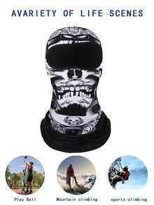 Quick-Dry Breathable Skull Face Mask, Unisex Outdoor Cycling Headgear Scarf For Cycling Sun Protection - Black - View 2