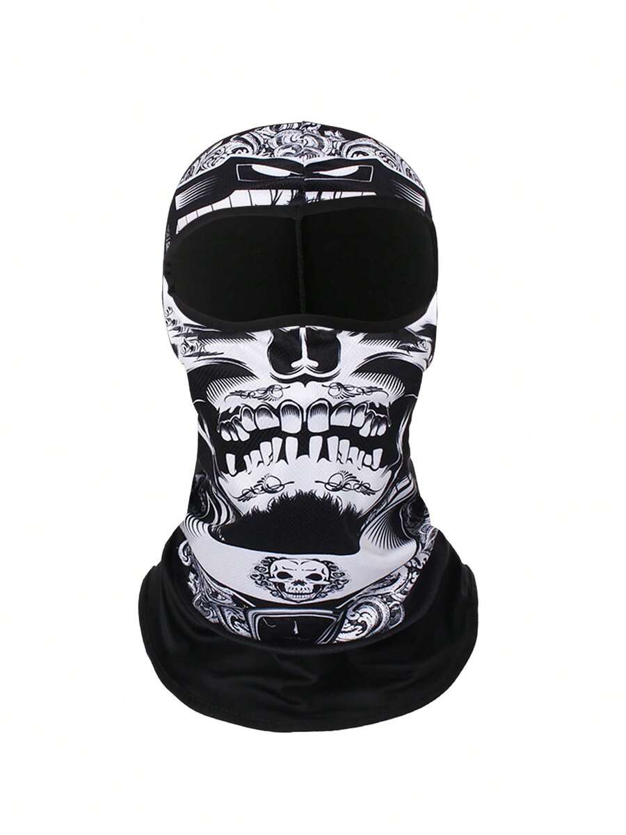 Quick-Dry Breathable Skull Face Mask, Unisex Outdoor Cycling Headgear Scarf For Cycling Sun Protection - Black - View 1
