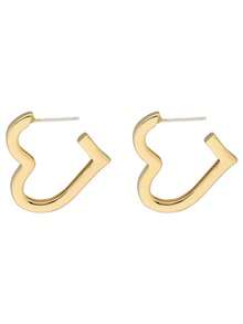 1對簡約時尚金屬中空明亮心形耳釘,適合日常穿戴 - 嘉年華贈品 - 金黃色 - 查看 5