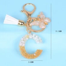 1 móc khóa sáng tạo kèm đá chữ cái, phụ kiện nhựa, tua rua hình bướm, mặt dây chuyền chữ cái, móc khóa cho bé gái, phụ kiện ô tô, túi xách, phụ kiện học đường, phong cách Goth Y2k dễ thương, phụ kiện túi xách, dây đeo có ngăn đựng thẻ, phụ kiện ô tô, túi xách, móc khóa - Nhiều màu - Xem 14