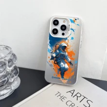 1pc Unisex Astronaut Design Anti-Slip Anti-Drop Phone Case, Compatible With Iphone 7/8/11/12/13/14/15/X/Xr/Xs/Plus/Pro/Pro Max/Se2 - silver[0] - View 9