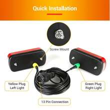 Iluminación de remolque de luz trasera 13 pin, luces traseras de iluminación de remolque de 12 V con 6 funciones, 2 x 5.5 m de cable establecido - Rojo - Ver 3