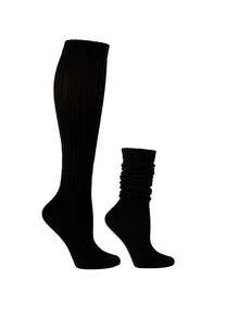 3雙/套女士隨機款式中筒膝蓋袜,防滑口袋腿暖器 - 黑色 - 查看 2