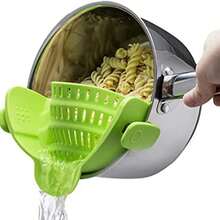 Silicone Pasta StrainerWide Mouth DrainerVegetable And Fruit Strainer ClipPot Side Drain Stopper - Green - View 6