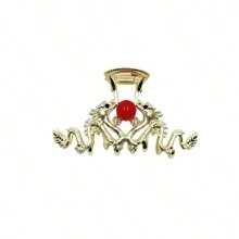 1 件（新年）風生肖龍設計鋅合金水鑽髮夾適合女士髮髻裝飾 - 金色-精緻龍騰款 - 查看 5