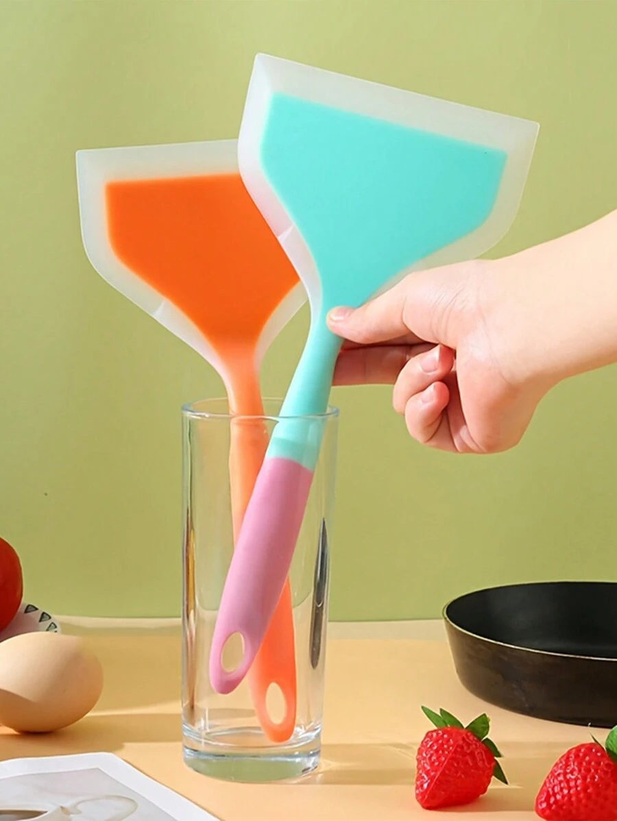 1PC Non-Stick Pancake & Fried Egg Frying Pan And Silicone Spatula Kitchen Utensil - blue powder - View 1