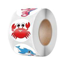 500 hojas/rollo Pegatinas de vida marina Pegatinas de peces, estrellas de mar, cangrejos, tortugas Etiquetas lindas de animales y dinosaurios Pegatinas para sobres, juegos, aula, recompensas, decoración de fiestas (Todos los accesorios son de colores y estilos aleatorios), Pegatinas de peces, Pegatinas, Decoraciones de fiesta