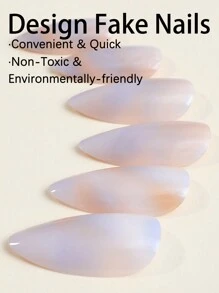 24入組中等杏仁形拍上式指甲,透心涼工藝假指甲,秋冬最新款式女性和女孩假指甲 - 彩色 - 查看 4