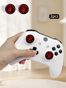 1pair Black & Red Hand-Shaped Silicone Joystick Caps Compatible With Ps4/Ps5/Xone/Xbox Series X Controllers Universal Silicone Control Button Joystick Caps - Black Red - View 1
