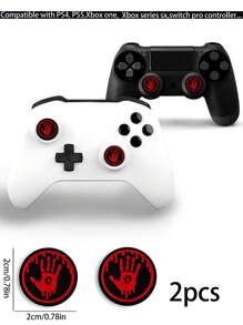 1pair Black & Red Hand-Shaped Silicone Joystick Caps Compatible With Ps4/Ps5/Xone/Xbox Series X Controllers Universal Silicone Control Button Joystick Caps - Black Red - View 5