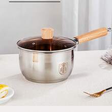 1pc Thickened 304 Stainless Steel Milk Pot With Steaming Rack & Steaming Plate For Baby Food Cooking, Mini Multifunctional Household Pot - Grey - View 6