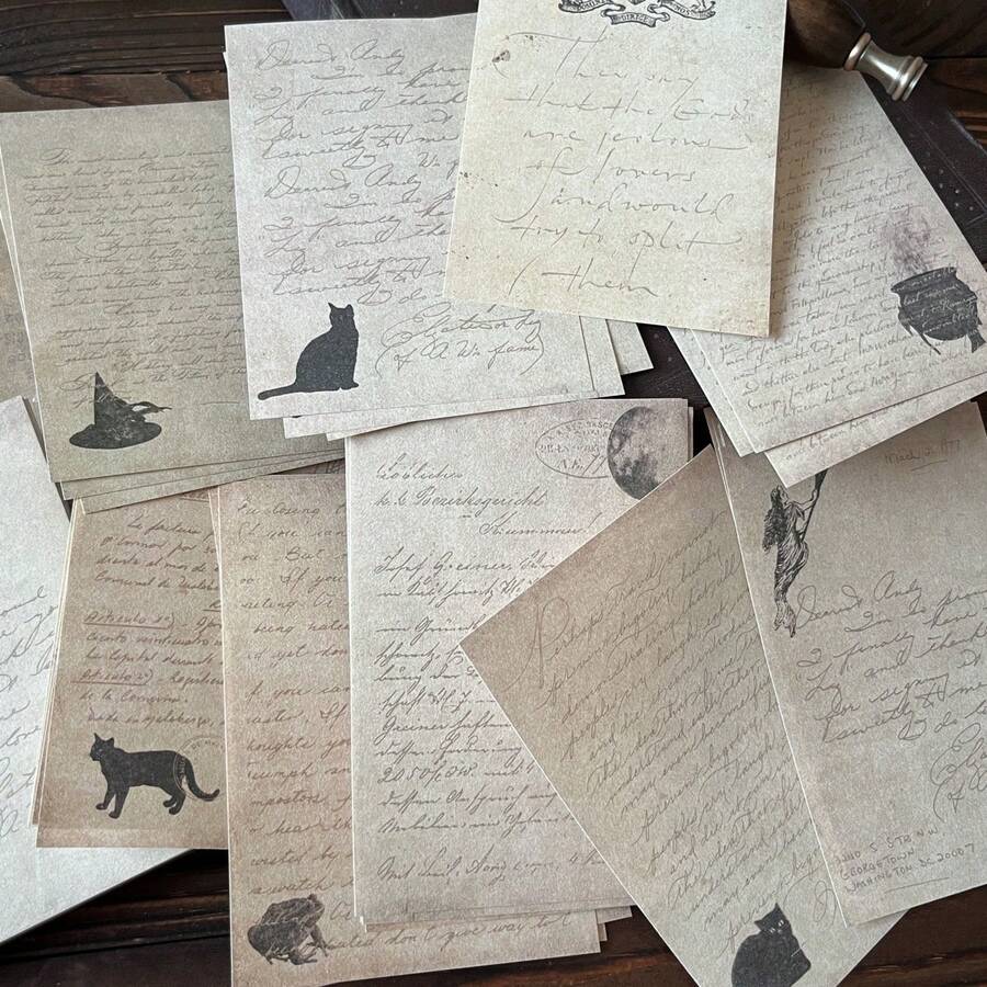 30 張復古手稿風格日記和信件材料紙,ins 復古英文背景紙適用於筆記本拼貼裝飾 - 彩色 - 查看 1