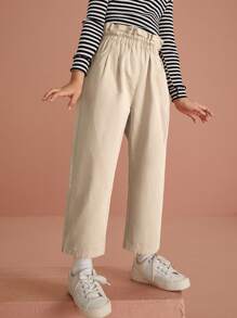 Tween Girls Casual Ruffled Waist Tapered Pants
