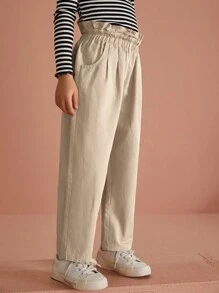 Tween Girls Casual Ruffled Waist Tapered Pants