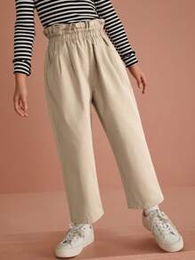 Tween Girls Casual Ruffled Waist Tapered Pants