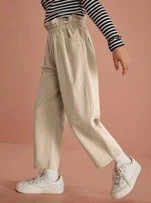 Tween Girls Casual Ruffled Waist Tapered Pants