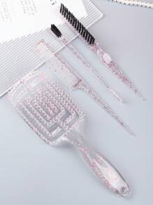 4入組造型梳套裝-抽梳、齒尾梳、邊掃理髮,女士(透明) - 無色 - 查看 6