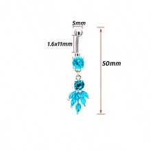 1PC Austria Crystal Body Button Rings Cute Goldfish Navel Piercing Anti-Allergic Piercing Nombril Body Jewelry - Baby Blue - View 9