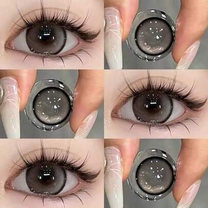 2 piezas/Caja Lentes de contacto de colores desechables anuales de gran diámetro, Plano (0.00) Potencia, Conveniente para viajes, disfraces de Halloween y cosplay