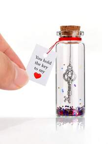 1入組情人節浪漫漂流瓶禮物套裝,附贈鑰匙、祝福卡,適用於他/她的周年紀念日禮物,致愛丈夫/妻子的我愛你禮物,男/女朋友的浪漫瓶中信 - 無色 - 查看 9