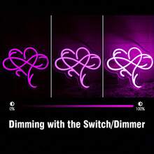 Heart-Shaped Neon Light Sign Wall Decor, Led Neon Light Art Wall Decor Love Sign Bedroom Decoration, Home Wedding Decoration, Living Room Decoration Valentine's Day Gift - Pink - View 3