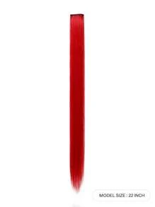 10pcs Red Colored Clip-In Hair Extensions, Straight Hair For Women, Highlight Hair Pieces, Suitable For Daily Wear, Parties, Cosplay And Halloween Princess Party, 22 Inches - Red - View 3