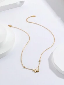 1入優雅的珠寶不鏽鋼18k鍍金蝴蝶吊墜裝飾項鍊,適用於女性宴會、派對和日常穿著 - 彩色 - 查看 5