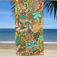 1pc Flower Pattern Beach Towel, Modern Ultrafine Fiber Bath Towel, Great For Vacation, Camping, Swimming, Bathing, Gift - Multicolor - View 2