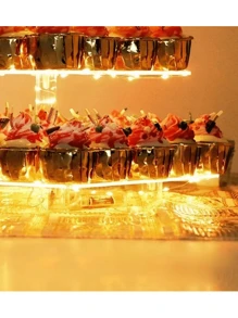 Set De 4pz,puesto De Pastel,con Luces Led,pirámide De Postre - Blanco - Ver 6