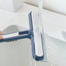1pc 4 In 1 Glass Cleaning Brush Double-Sided Rain Wiper Window Screen Brush Sponge Gap Cleaner Multi-Functional Cleaning Tool Glass Scraper Bathroom Mirror Water Wiper Non-Disassembling And Scrubbing Available - Blue and White - View 7