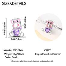 1pc Cartoon Blessing Series Pure Silver Material Colorful & Lovely Happy Hippo Design Diy Beaded Charm Bracelet With Gift Box Suitable For Making Jewelry Accessories - Cartoon Blessing Series-Happy Hippopotamus - View 6