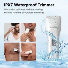 男士专业腹股沟和身体毛发修剪器，电动球形剃须刀可更换陶瓷刀片修剪器，阴毛修剪器男士剃须刀全防水女士比基尼修剪器，送给爱人的最佳礼物，男士美容套装 SMT006WH - 白色 - 查看 4