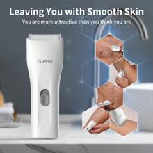 男士专业腹股沟和身体毛发修剪器，电动球形剃须刀可更换陶瓷刀片修剪器，阴毛修剪器男士剃须刀全防水女士比基尼修剪器，送给爱人的最佳礼物，男士美容套装 SMT006WH - 白色 - 查看 2