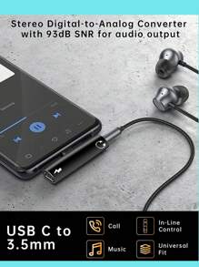 这款 USB-C 转 3.5mm 音频耳机适配器将 USB-C 接口和充电适配器合二为一，采用二合一设计，配备 USB-C 充电端口、AUX 音频接口和快速充电功能。它可让您将支持 Type-C 接口的智能手机连接到 3.5mm 音频耳机、扬声器或麦克风。兼容 15/15 Pro Max 和 Galaxy 系列手机。 - 灰色 - 查看 9