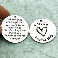 suteyi 1個時尚口袋擁抱銅幣,青少年女孩、男孩、兒子、女兒、最好的朋友、同事、家庭成員或任何需要鼓勵的人都適用 - 銀色 - 查看 1