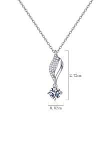 1條優雅奢華的925銀和鋯石項鍊,適用於日常佩戴和情人節送禮給女士 - 銀色 - 查看 4