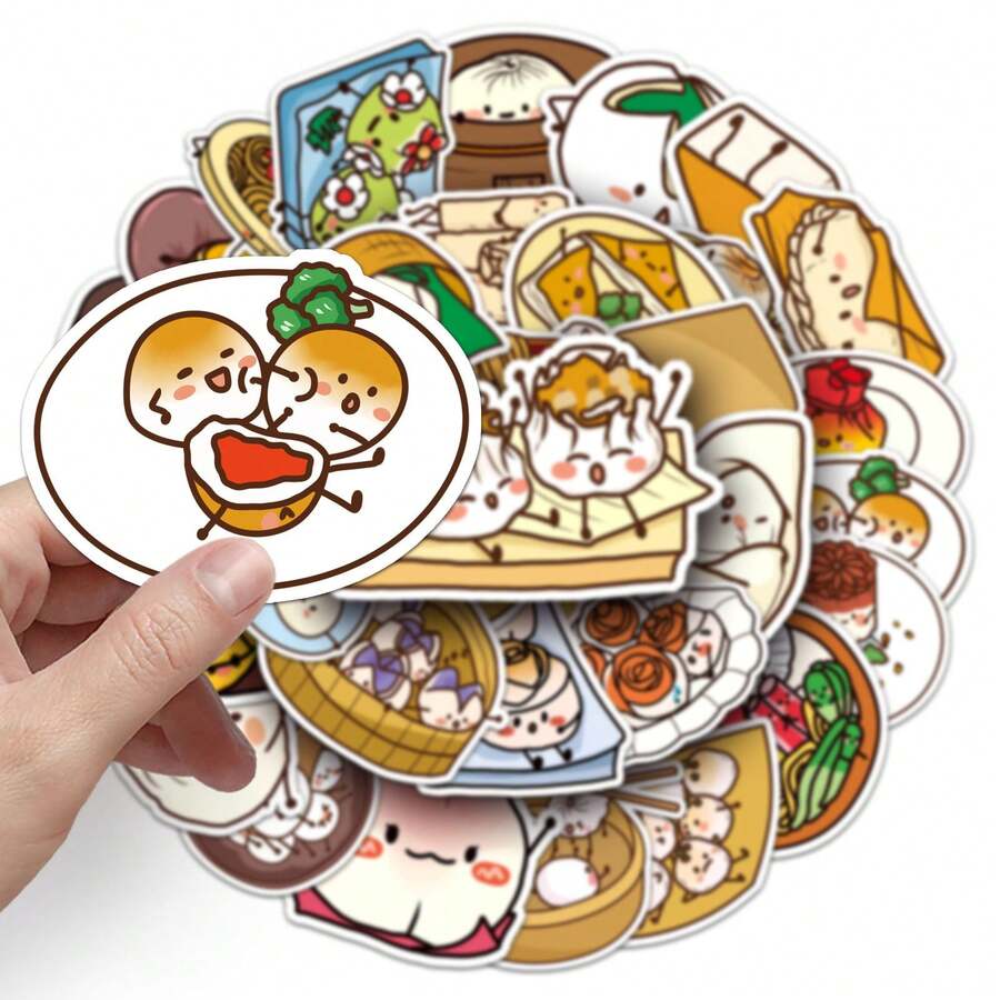 50入組diy裝飾貼紙,卡通中畫框涂鴉貼紙,卡通面孔點點貼紙,適用於diy手冊,pvc防水裝飾貼紙,適用於水瓶,吉他,行李箱,手機,筆記本電腦,滑板,適合青少年,男女生禮物 - 彩色 - 查看 1